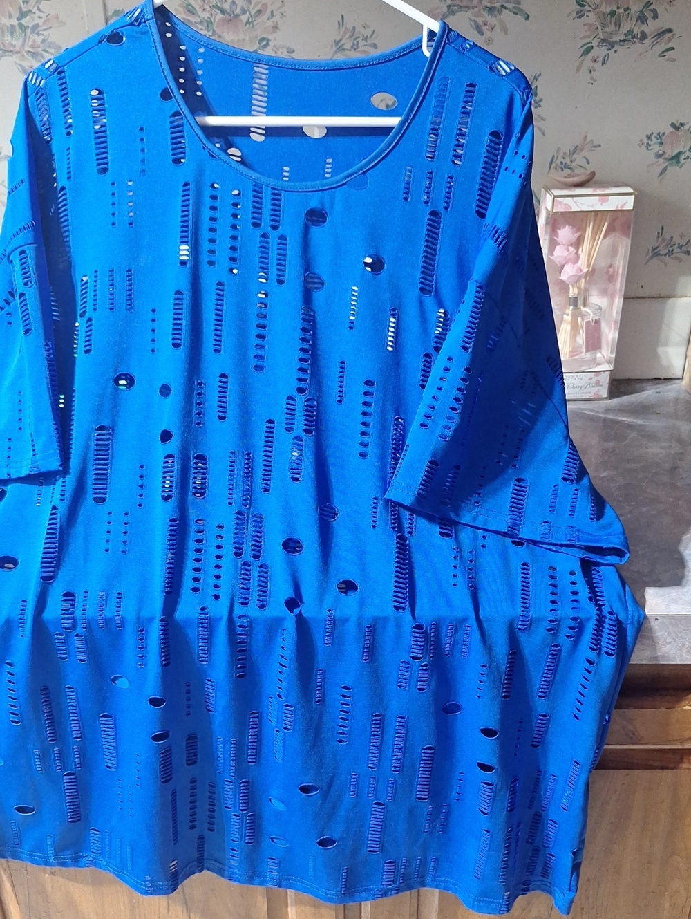 SHEIN Royal Blue Cutout Tunic Top